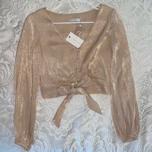 Lush: Champagne Button Front Top